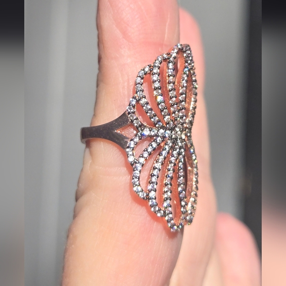 Topaz Sterling & Gold Wing Ring Sz8 - Picture 5 of 8